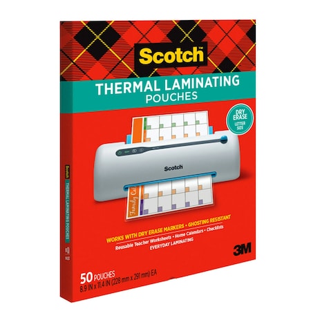 Scotch Dry Erase Thermal Laminating Pouches, 50PK TP3854-50DE